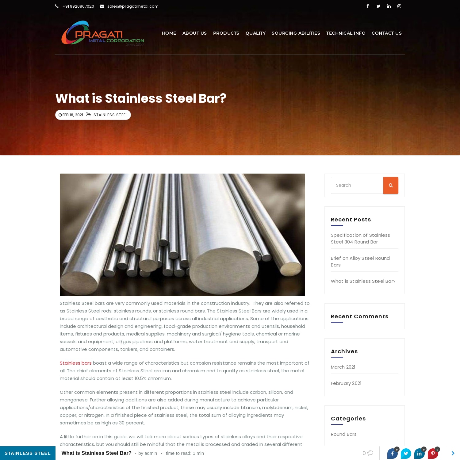 What is Stainless Steel Bar?