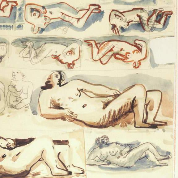 Authentic Henry Moore watercolour sketch discovered among Nazi art hoard