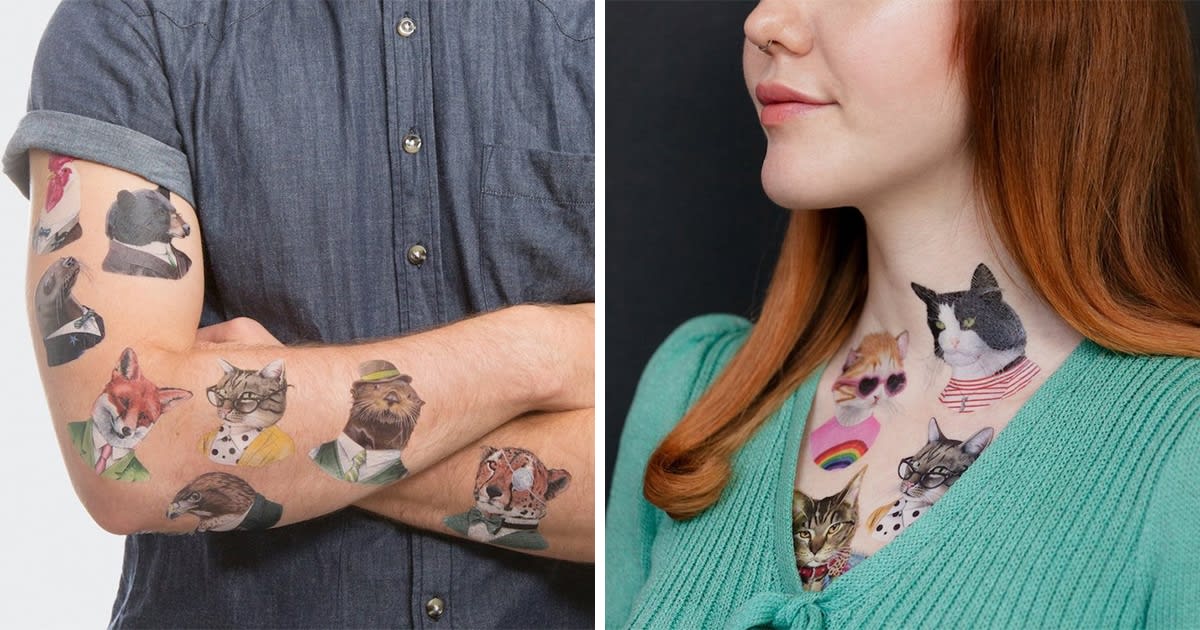 Decorate Your Skin With These "Pawfect" Temporary Tattoos of Animals