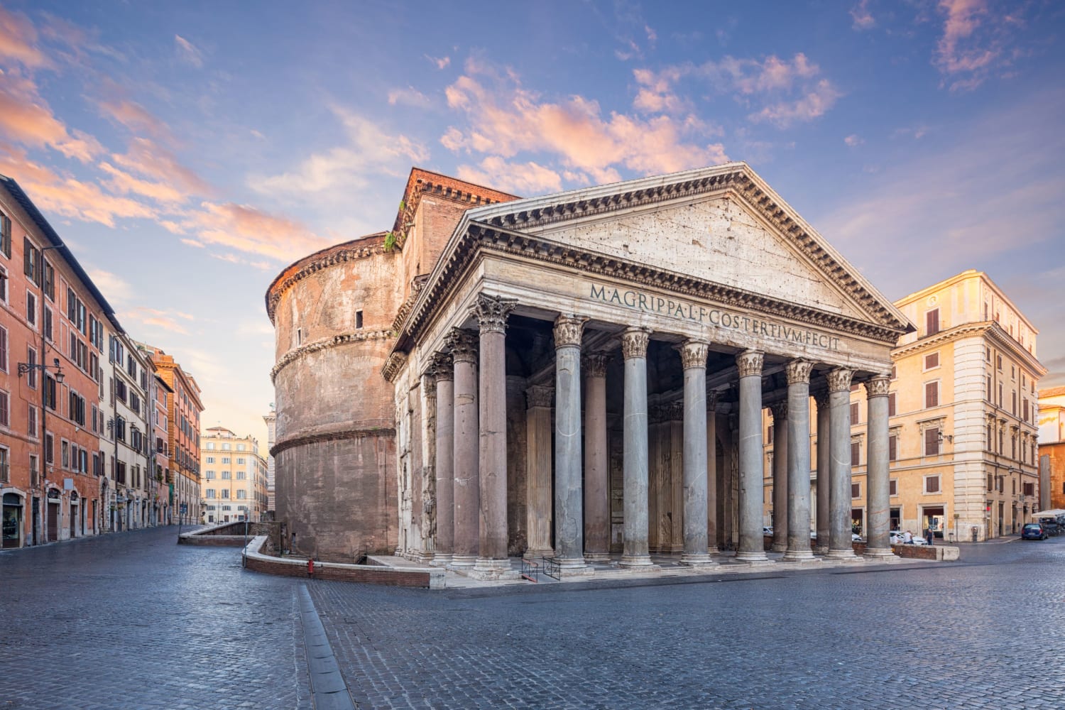 The Pantheon in Rome, Italy. Built as a roman temple by the emperor Hadrian, it's now a Catholic church.