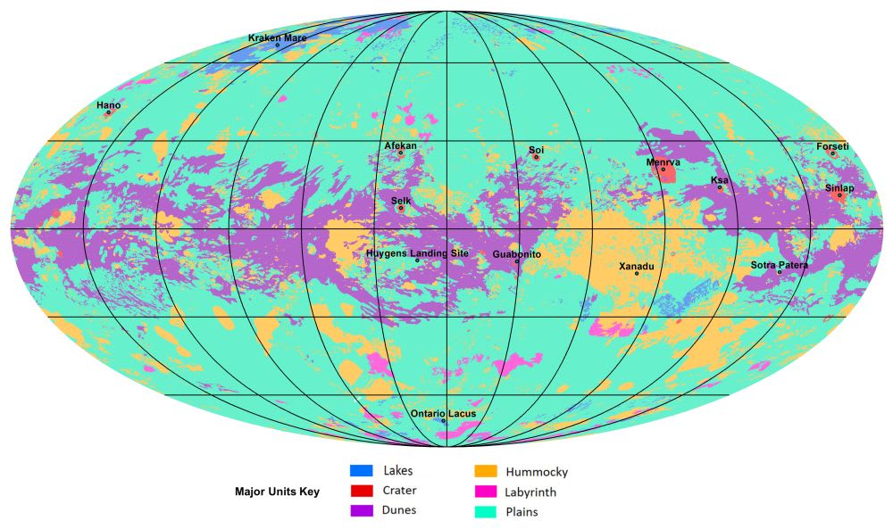 Scientists Construct a Global Map of Titan's Geology
