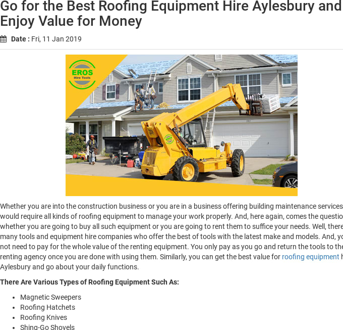 Hire the Best Roofing Equipment in Aylesbury and Enjoy Value for Money