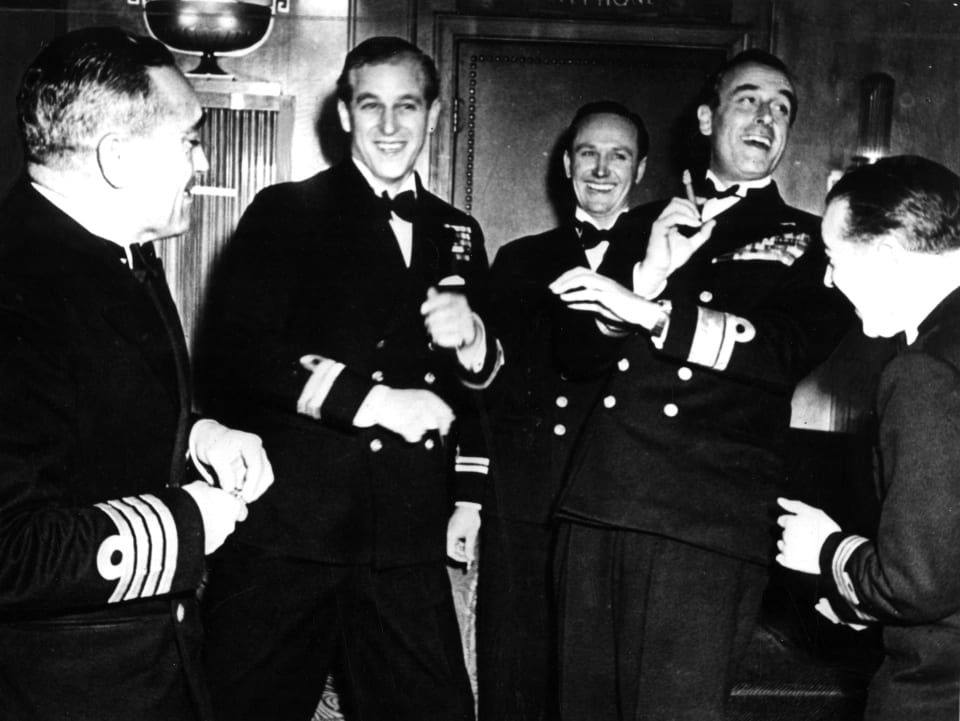 Prince Philip at his stag night with Lord Mountbatten, 1947 px]