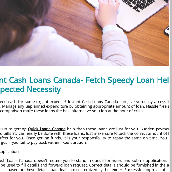 Instant Cash Loans Canada- Fetch Speedy Loan Help For Unexpected Necessity