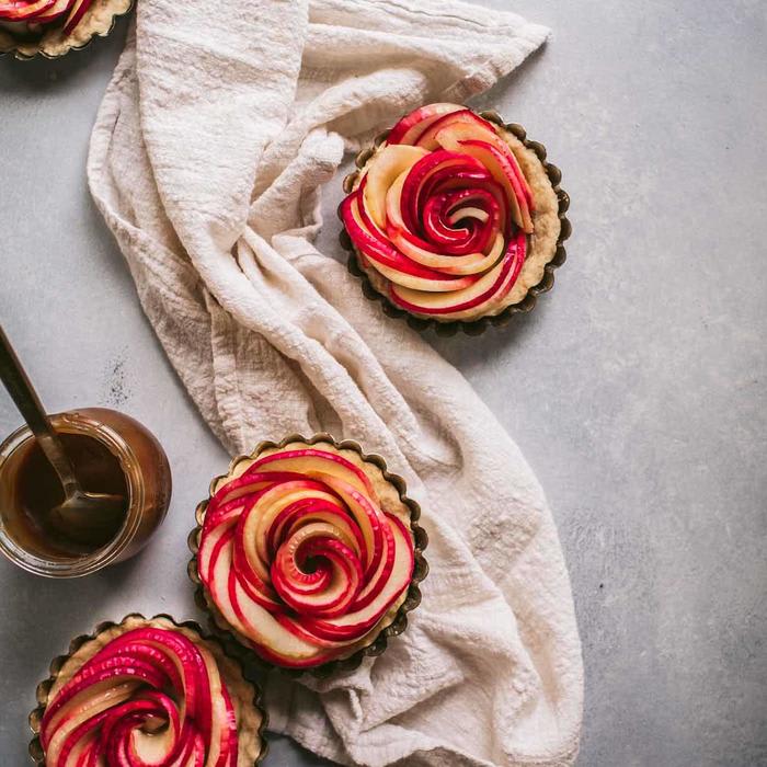 Rose Apple Tartlets with Salted Caramel