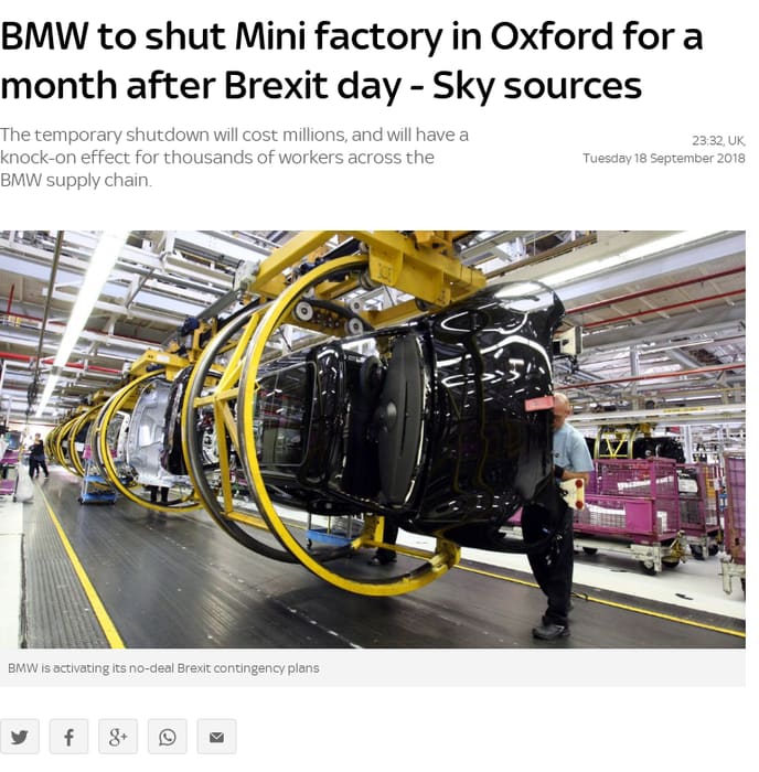 BMW to shut Mini factory in Oxford for a month after Brexit day