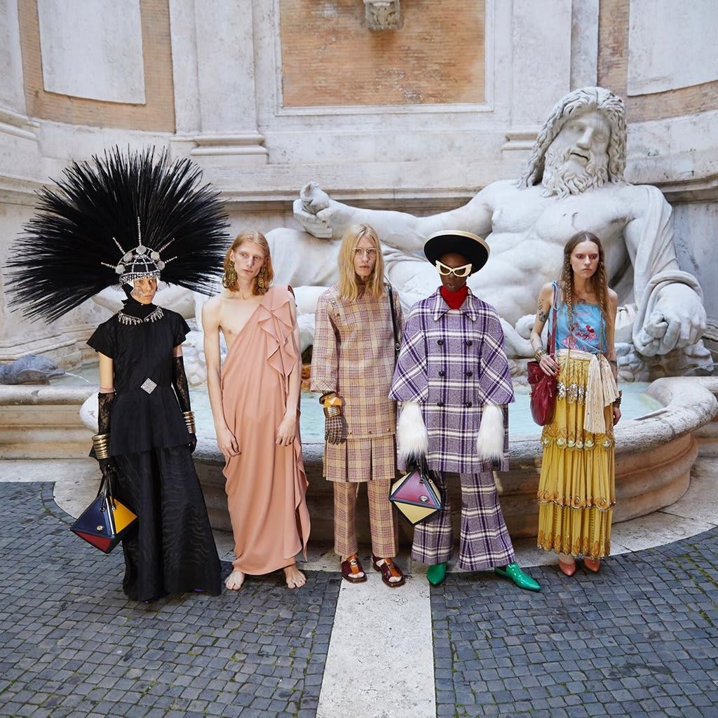 In Rome, Gucci presented its GucciCruise20 collection inside Rome’s Capitoline Museums. From Ancient Roman-inspired tailoring to 1930s opulence, Alessandro Michele paid tribute to freedoms of self-expression and Italian history throughout the collection. Photo c/o