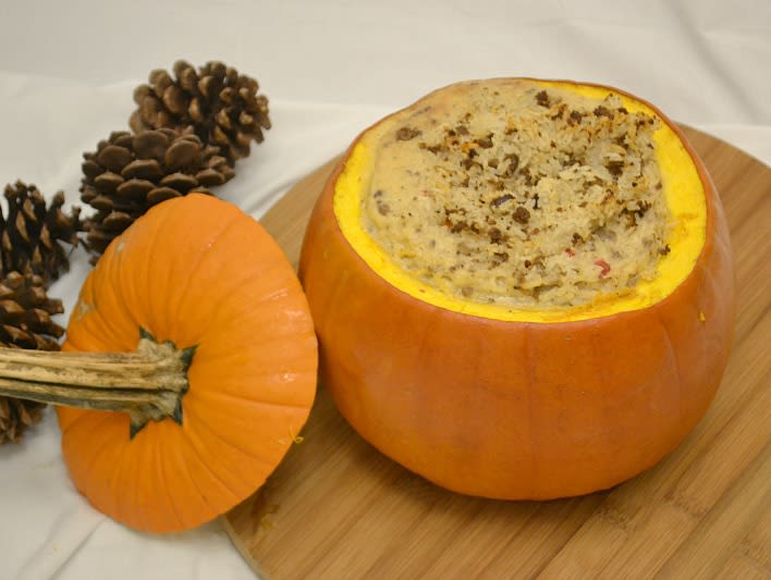 Meal in a Pumpkin recipe ~ Creative Southern Home