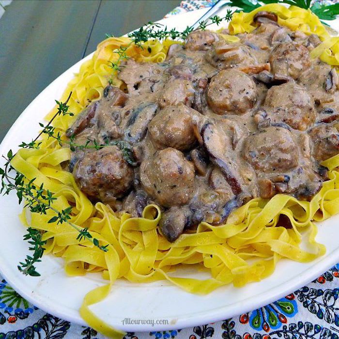 Italian Meatballs in Creamy Mushroom Sauce