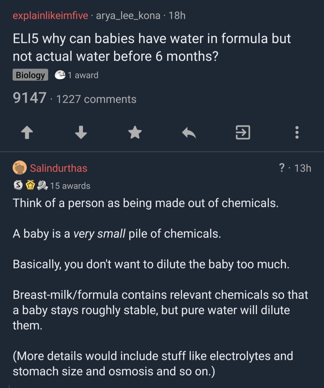 "Basically, you don't want to dilute the baby too much."