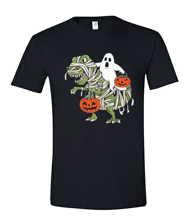Dinosaur T-Rex Ghost Halloween Pumpkin unisex T Shirt