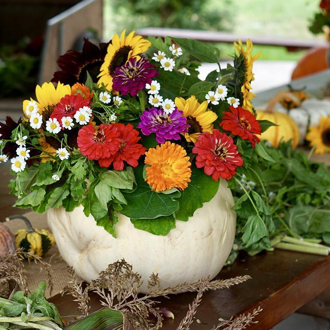 DIY Pumpkin Flower Centerpiece Tutorial for Fall Entertaining - Inspirations and Celebrations