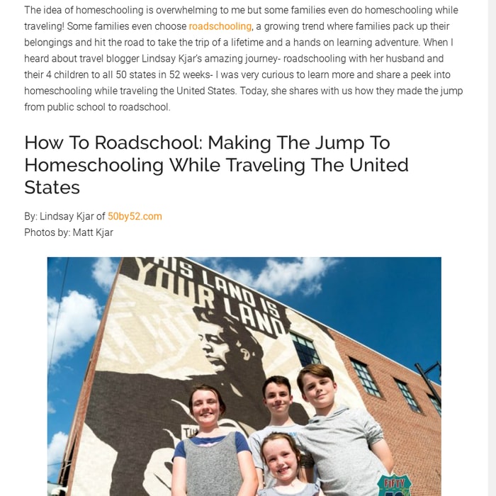 Homeschooling While Traveling All 50 States!