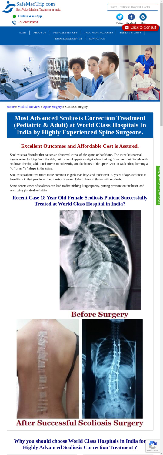 Affordable Scoliosis Surgery Medical Tourisum Cost in India