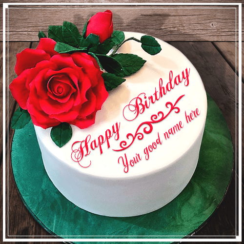 Red Rose Birthday Cake With Name