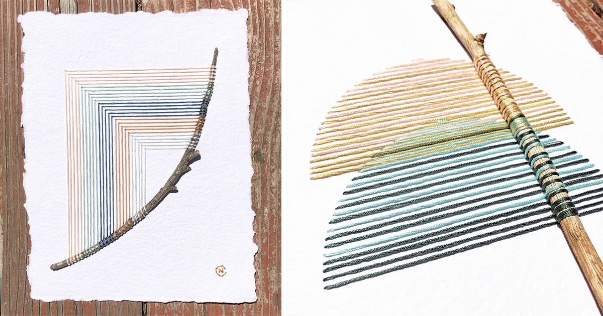 Precise Angular Stitches Encase Found Twigs in Natalie Ciccoricco's New Embroideries
