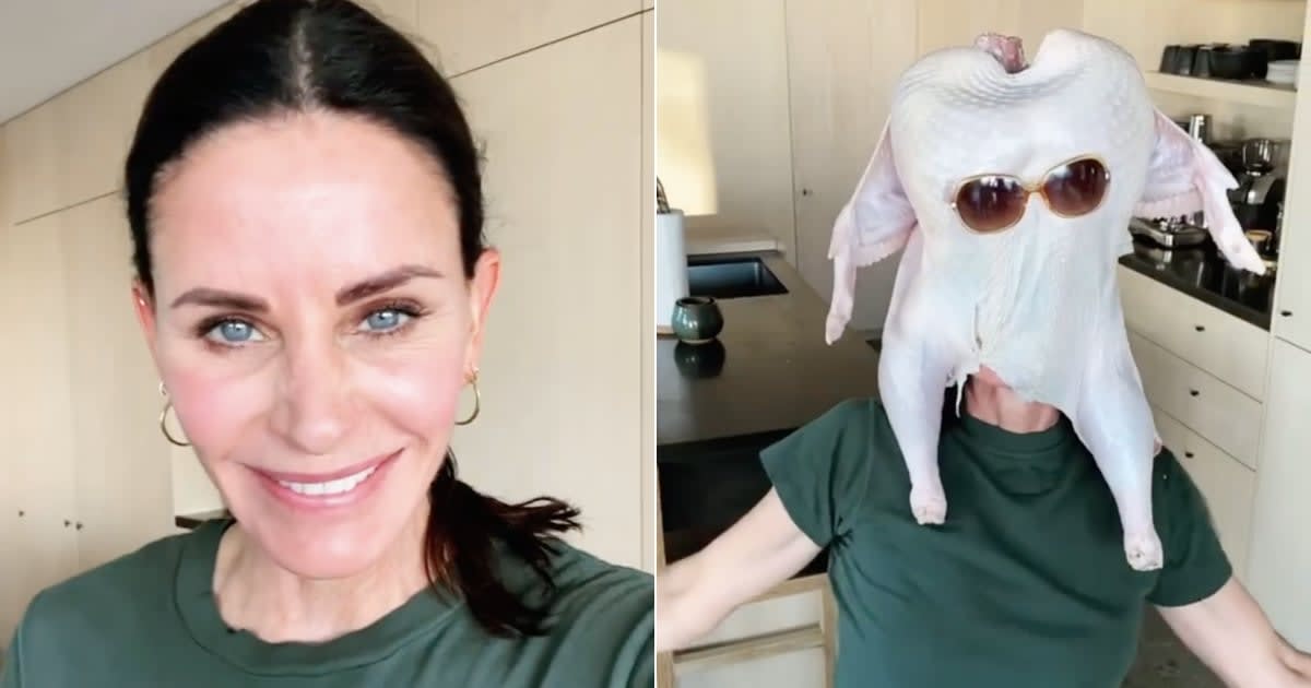 Courteney Cox Gives Fans a Thanksgiving Treat by Dancing With Her Head Stuffed in a Turkey