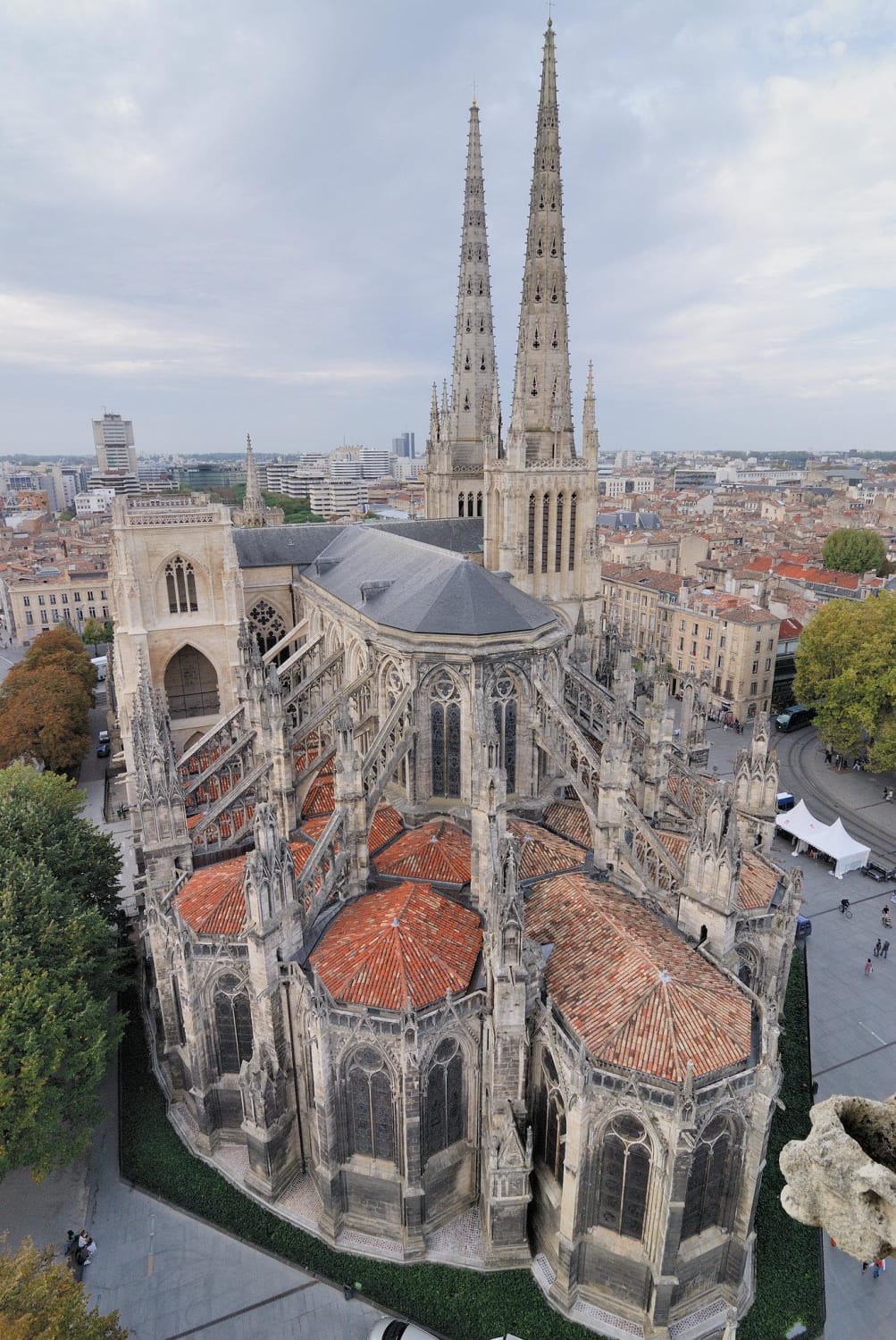 Bordeaux Cathedral, France, built between the 12th and 14th century. Its swampy site meant that only two of four planned bell towers could be built, leading to its asymmetry.