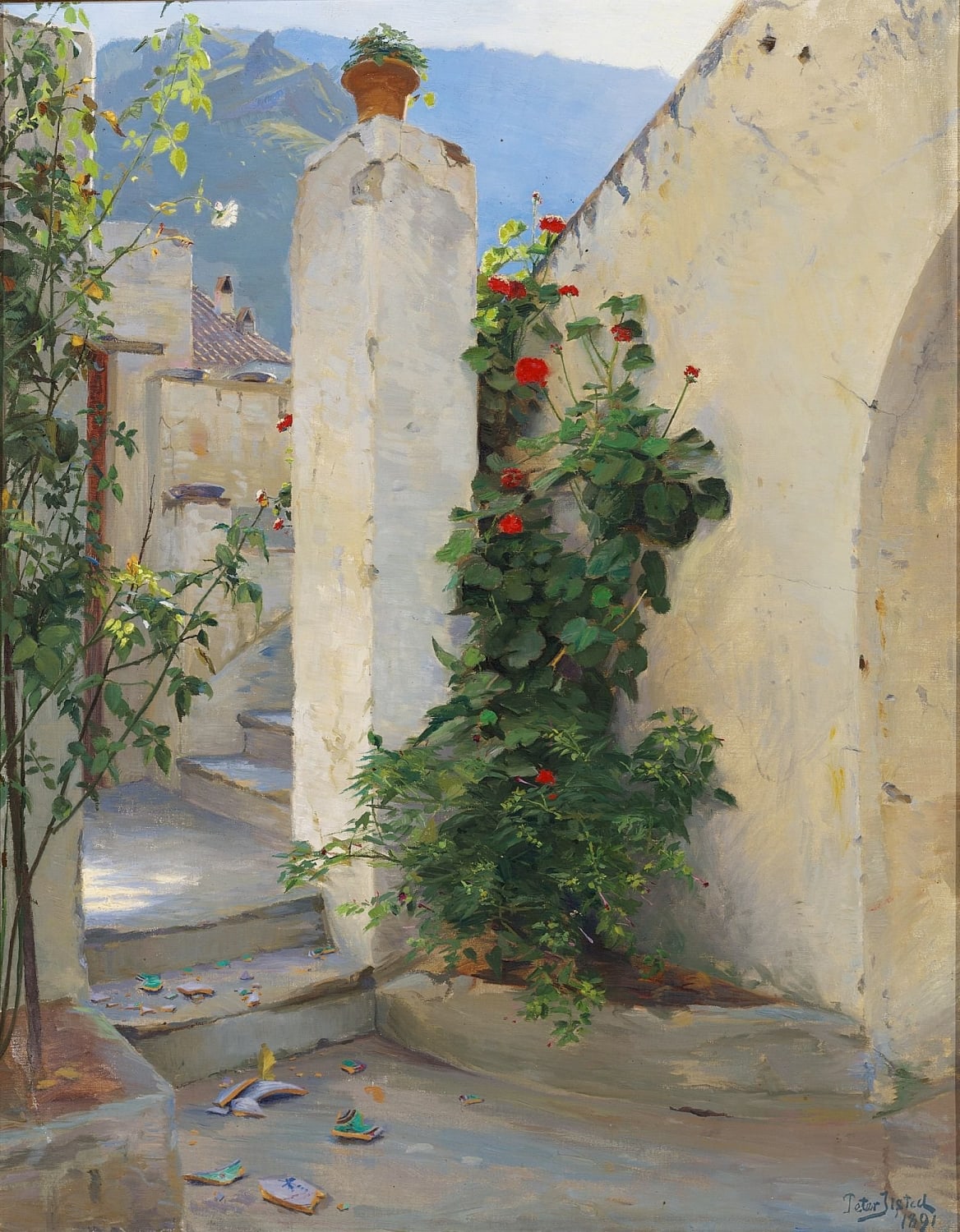 Peter Ilsted - Pelargonium in bloom. Capri (1891)