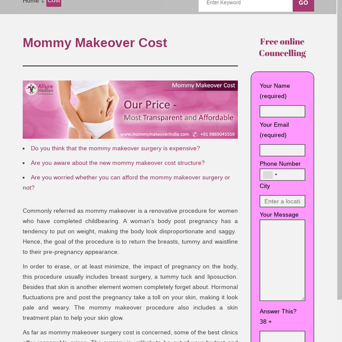 Mommy Makeover Cost - Best and Affordable Mummy Makeover Surgery in Mumbai, India