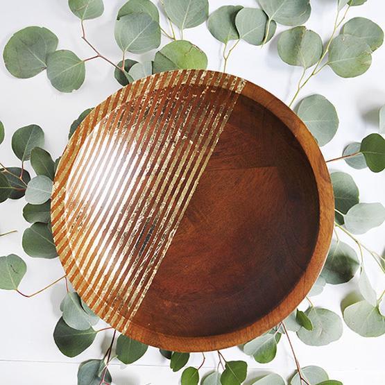 Striped Gold Foil Wooden Bowl - Delineate Your Dwelling
