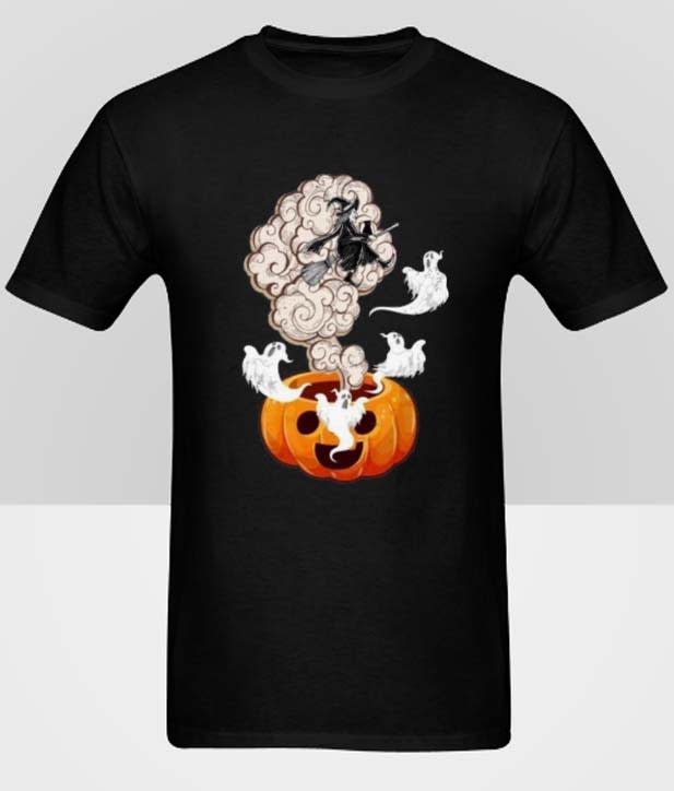 Ghosts And Witch Flying Out Of The Pumpkin Hot Picks T Shirt