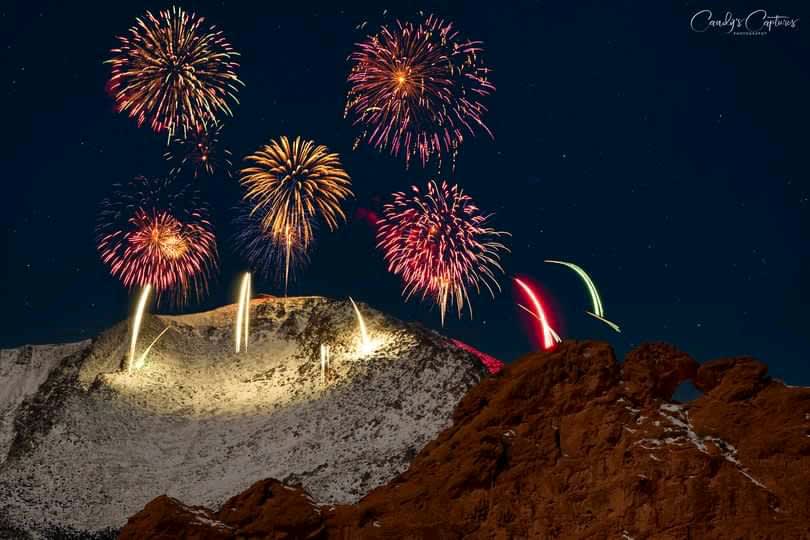 Fireworks display. Pikes Peak, Colorado Springs, CO. Photo by Candayce