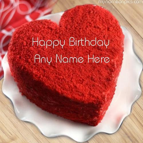 Heart Shape Birthday Cake For Girlfriend With Name