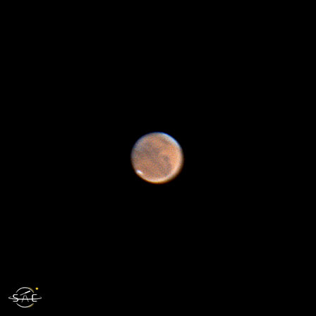 Mars on October 30 of 2020. Local: Coimbra, Portugal. Gear: Nikon D5600 and Celestron Schmidt-Cassegrain telescope SC 279/2800 CPC 1100 GoTo.