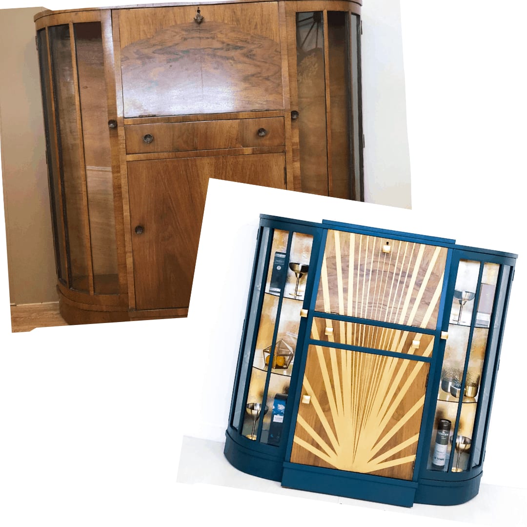 How to Upcycle a Bureau into an Art Deco Drinks Cabinet
