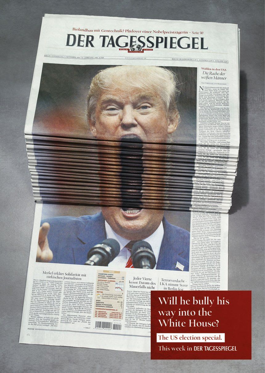 The cover of Der Tagesspiegel after the 2016 US presidential elections
