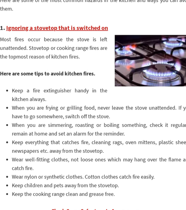 How to avoid common hazards in kitchen - 10 Tips For safe Kitchen