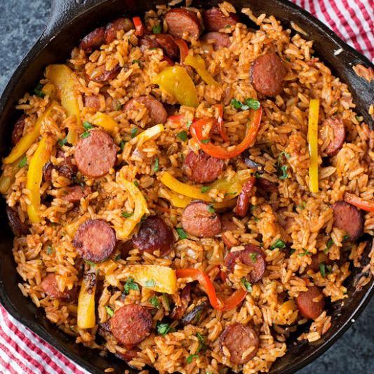 Sausage, Pepper and Rice Skillet