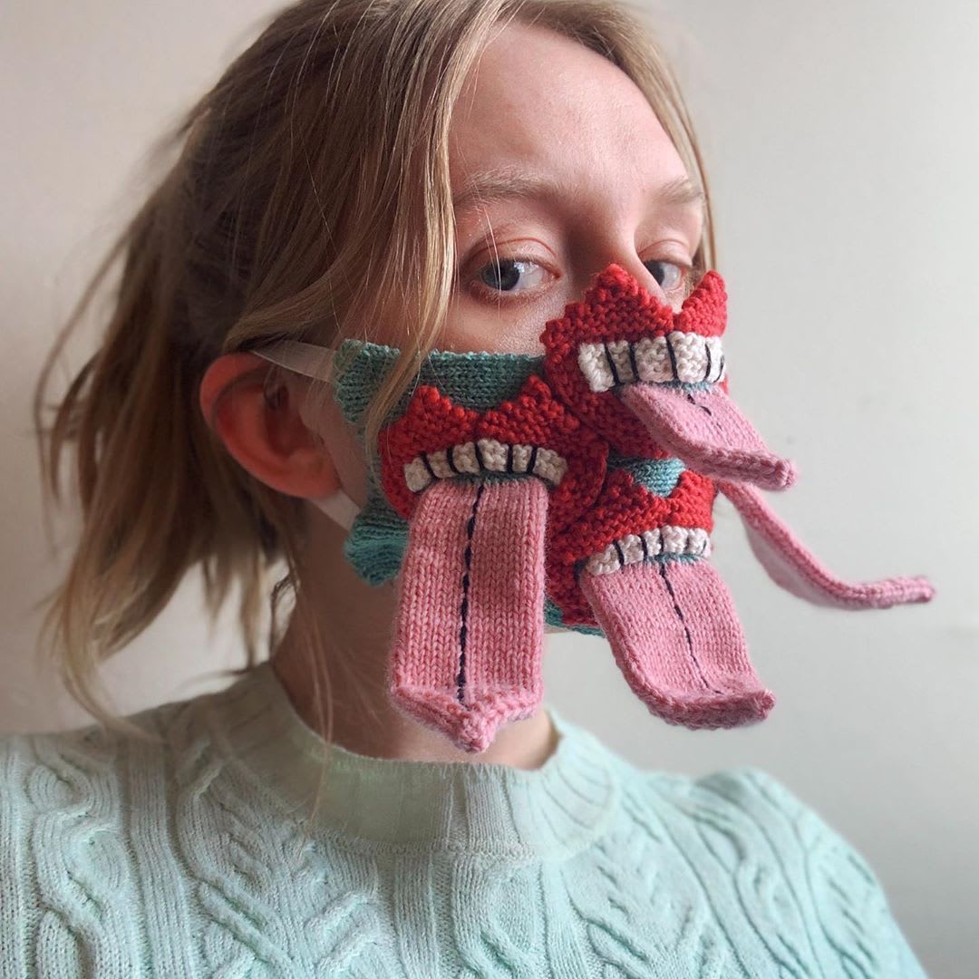 Wonderfully Bizarre Mouth Themed Knitted Masks