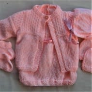 5 Piece Knitted Dress Set for a Baby Girl, Girls Outfit, Baby Shower Gift