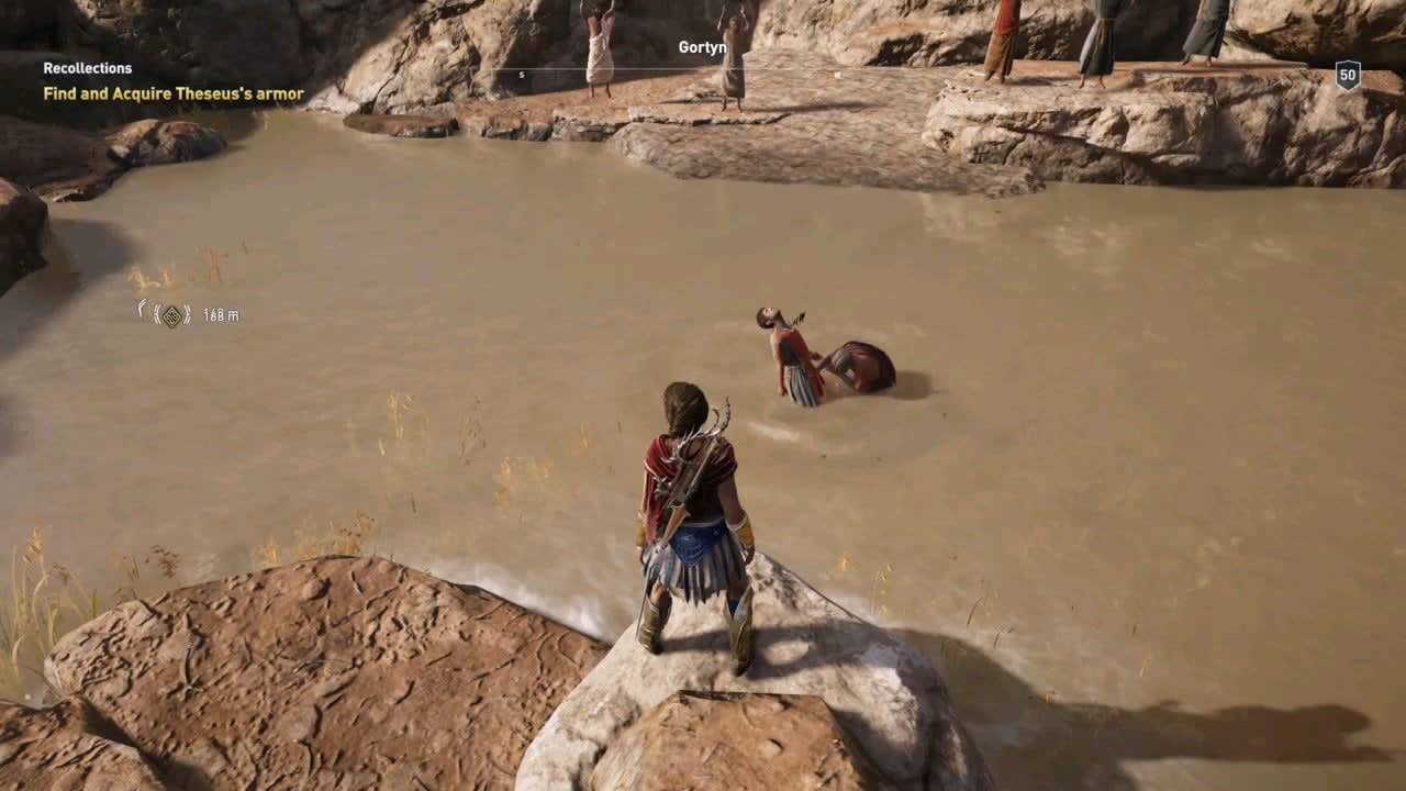 [Assassin's creed odyssey] Found these two fighting in a waterfall fall.
