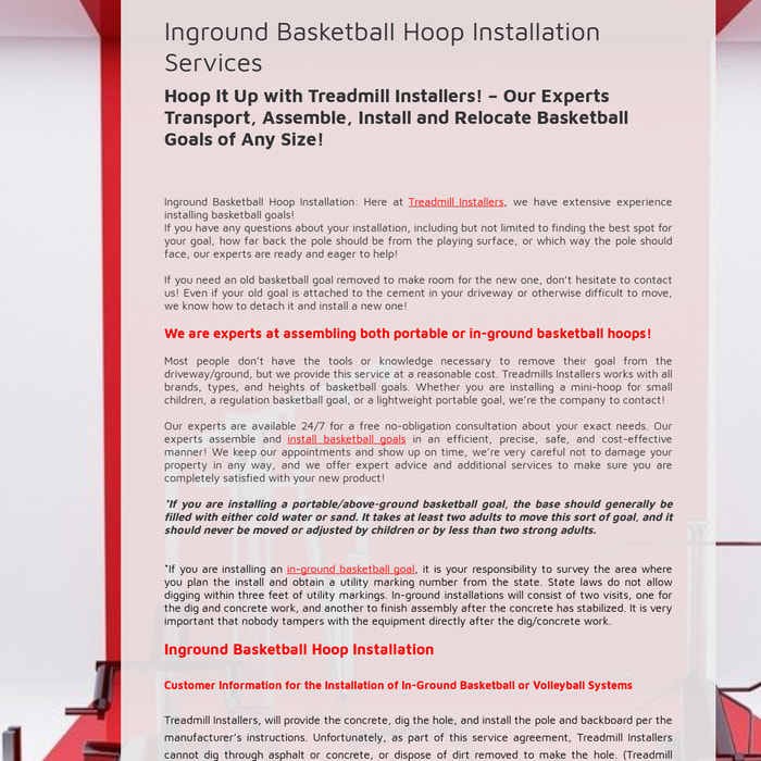 Inground Basketball Hoop Installation - Same and Next Day Service