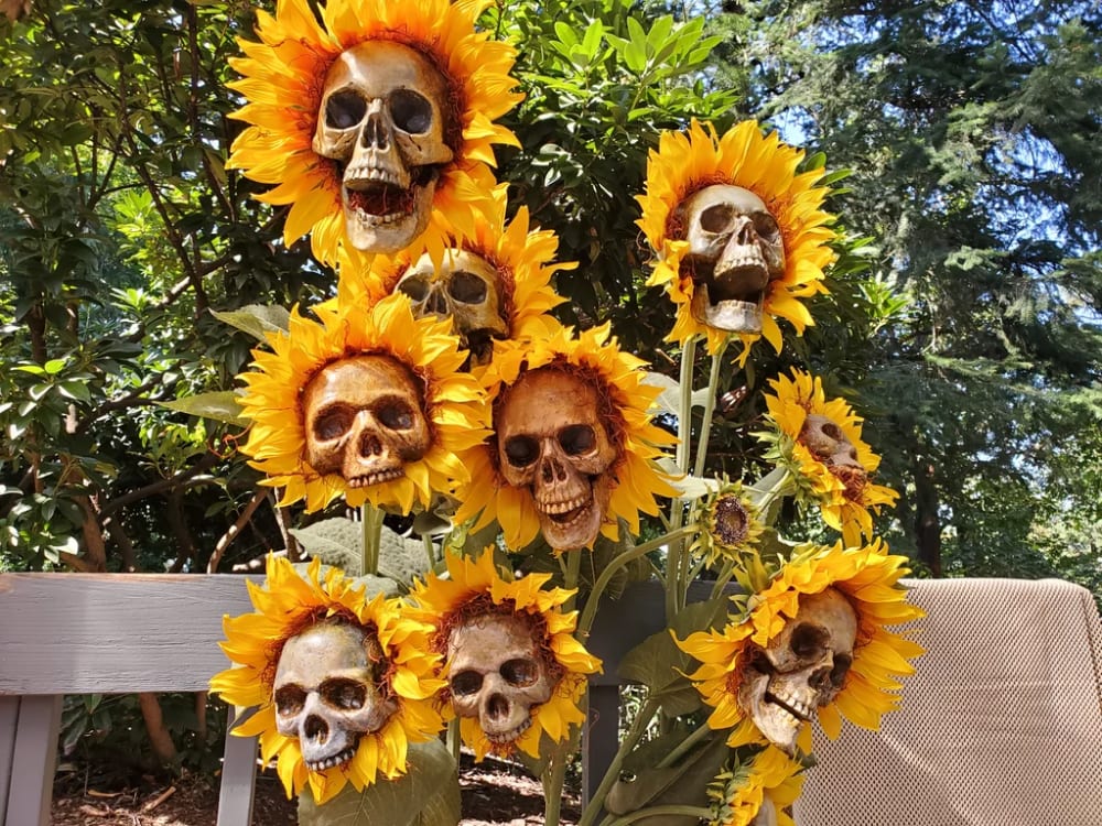 These DIY Sunflower Skeletons Scream Halloween, and I Want a Whole Garden Full of Them