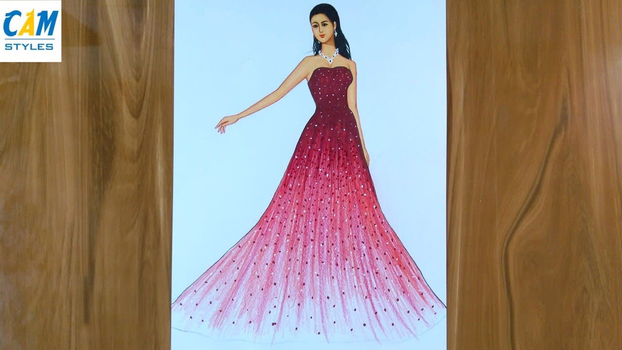 Drawing Beautiful Red Dress