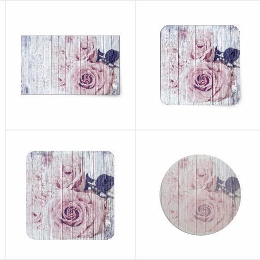 Shabby Chic Dusky Pink Roses On Wood Collection