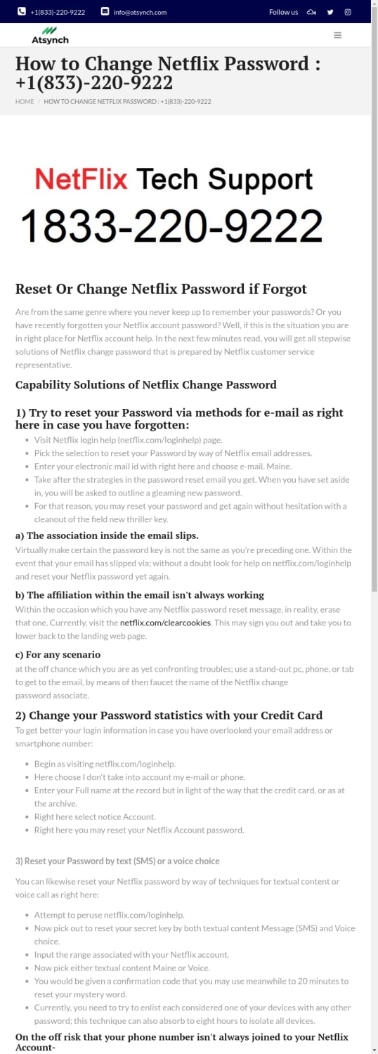 CaLL +1(833)-220-9222 Netflix Change Password: Quick Fix