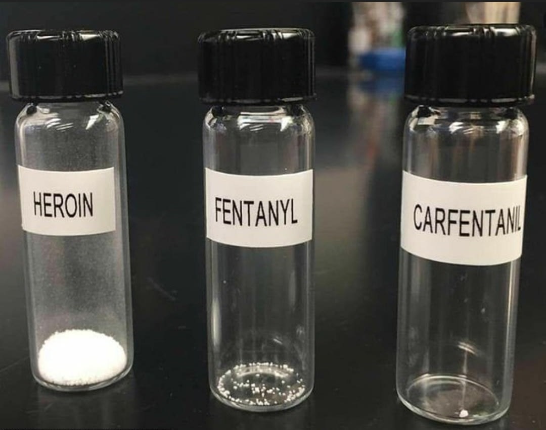 The amount of each drug that is enough to kill an adult human.