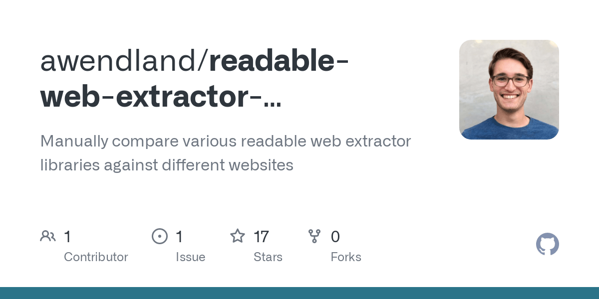 awendland/readable-web-extractor-comparison: Manually compare various readable web extractor libraries against different websites