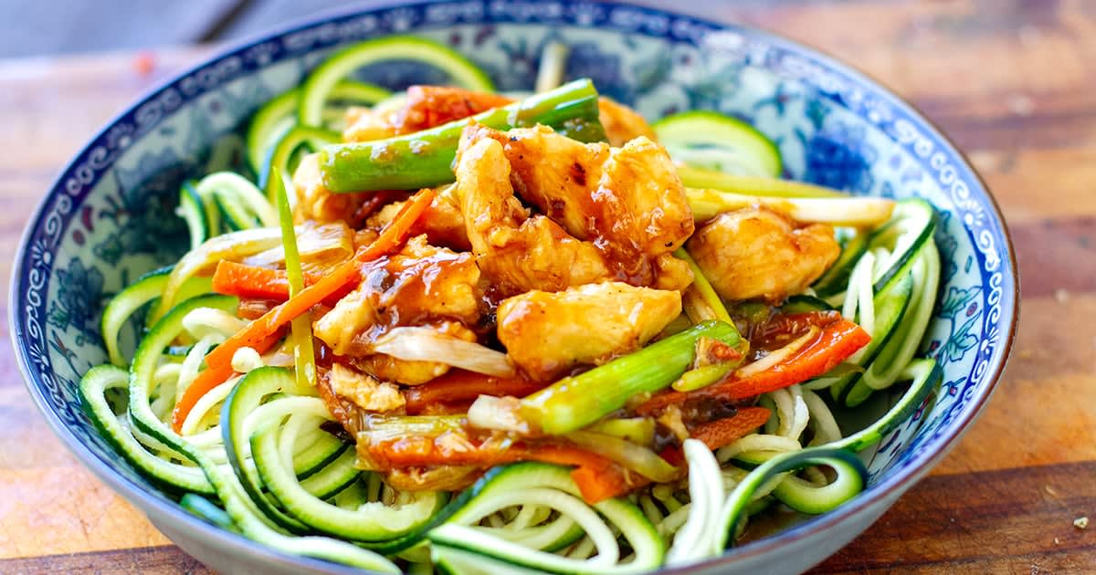 Paleo Mongolian Chicken With Zucchini Noodles