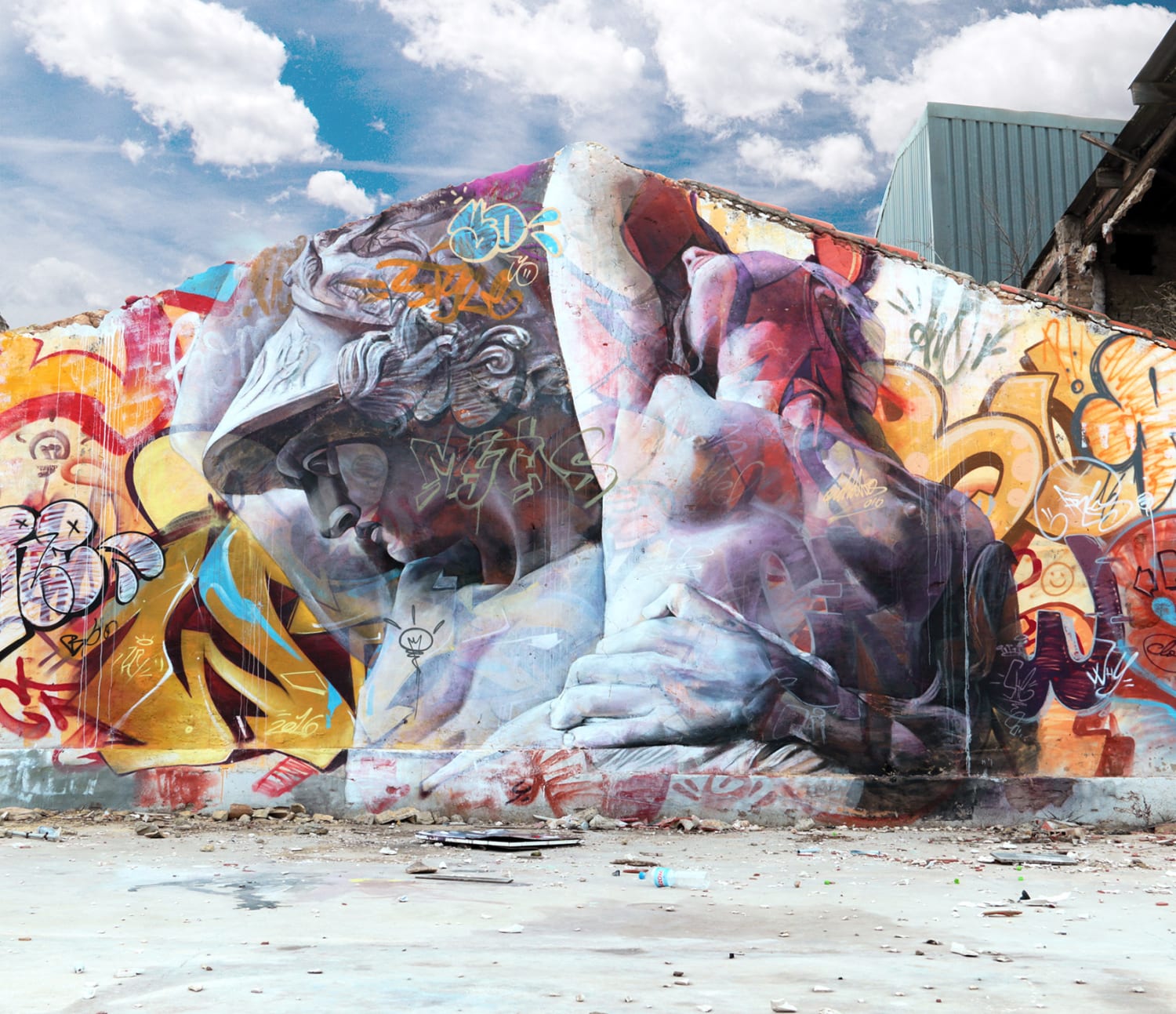 New Walls and Canvases by PichiAvo That Mix Classic Greek Imagery With Graffiti Writing — Colossal