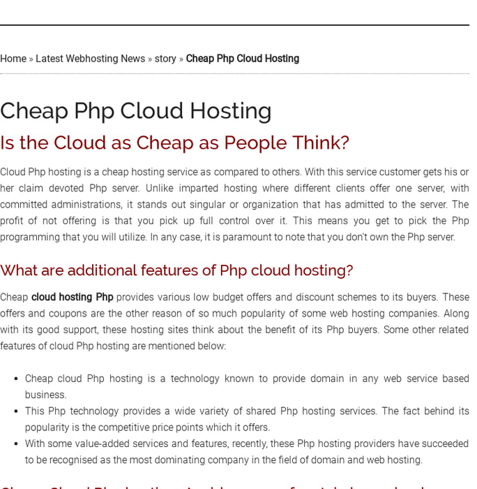 Cheap Php Cloud Hosting