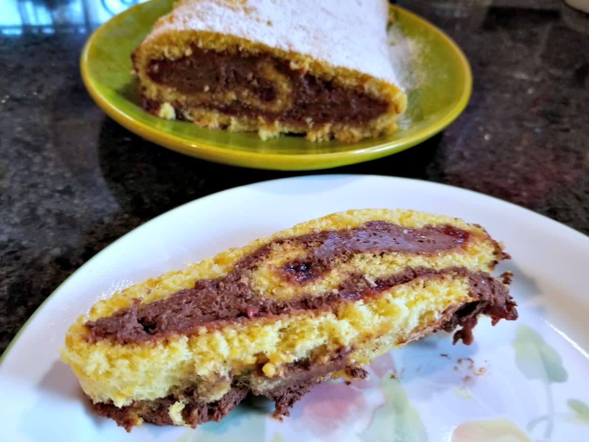 Jelly Roll Recipe with Strawberry Jam and Chocolate Mousse