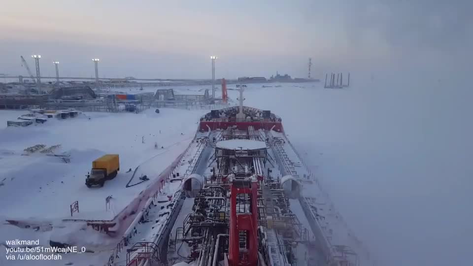 The only way to leave this Siberian port is by tailgating an icebreaker