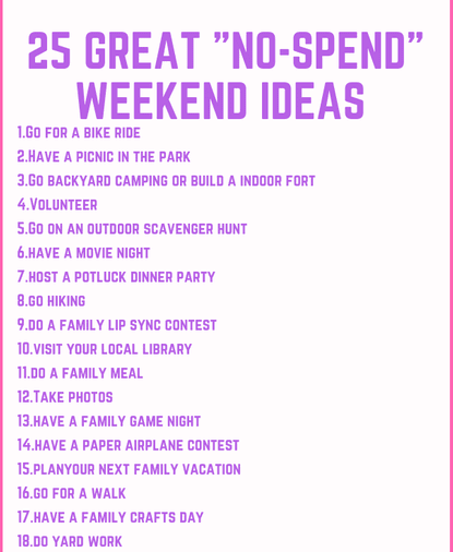 25 Great No-Spend Weekend Ideas