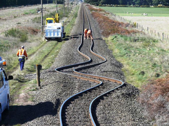 This section of track was distorted due to an earthquake in New Zealand in 2010.